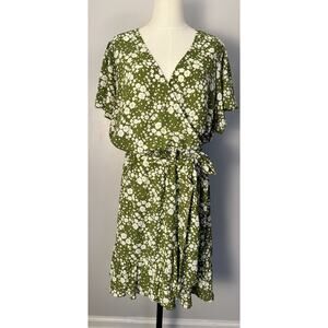 LC Lauren Conrad Ditsy Floral Flutter Sleeve Wrap Dress Cottage Core Sz Plus 2X